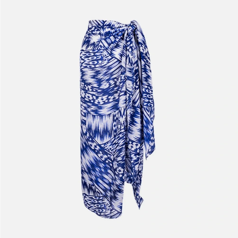 Michael Stars Blue and White Patterned Kimono Wrap